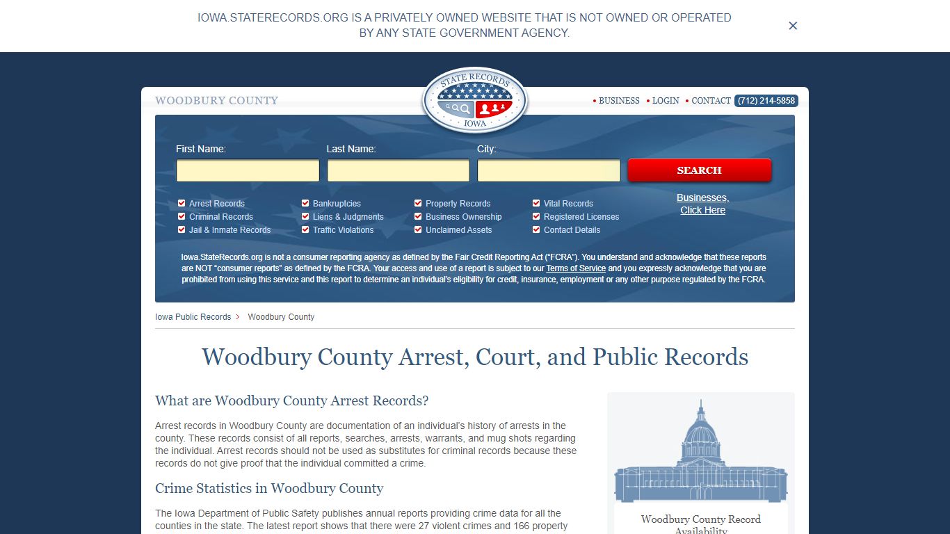 Woodbury County Arrest, Court, and Public Records
